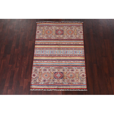 Vegetable Dye Kazak Oriental Area Rug 4x6