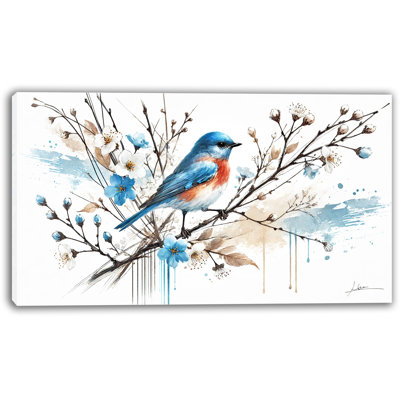 Reproduction d'art sur toile Radiant Songbird - Bluebird on Blossom Branch