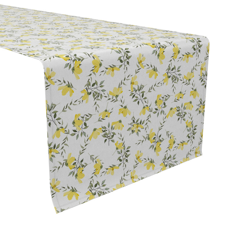 Rectangular Floral Cotton Twill Table Runner