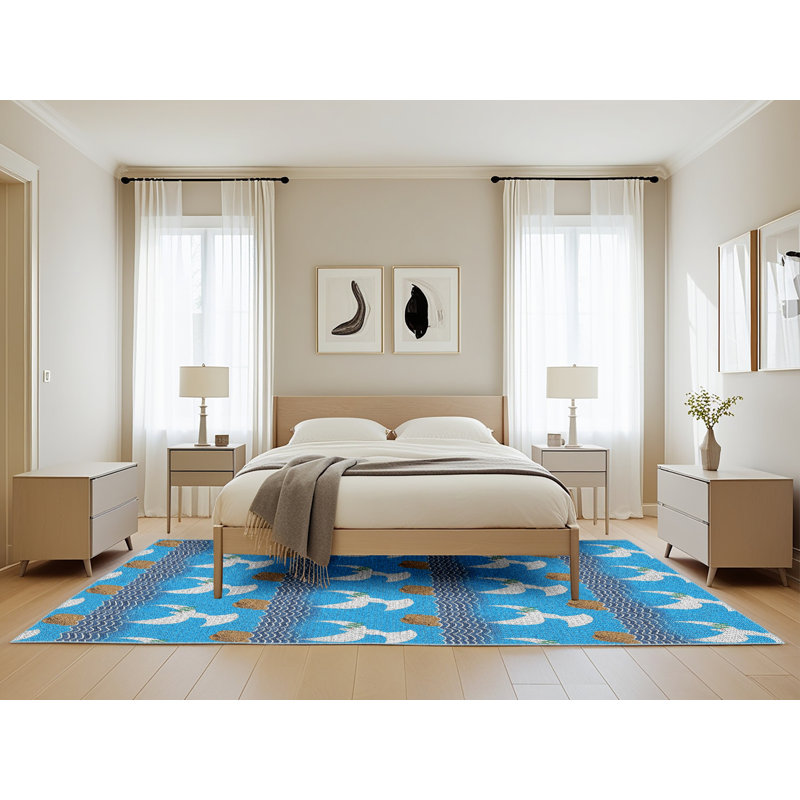 Tapis de zone bleue à motifs, Rectangle 5 pi x 8 pi