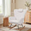 Ensemble de 2 chaises berçantes blanches à haut dossier avec appui-tête et poches latérales-1220873053