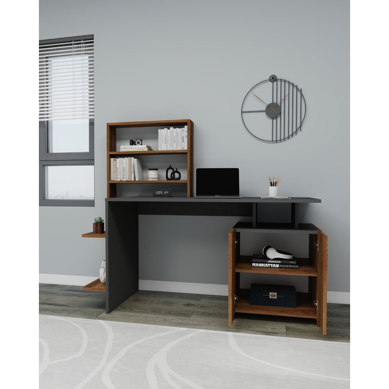 Computer Desk Ezekiella Lake, Anthracite/Walnut
