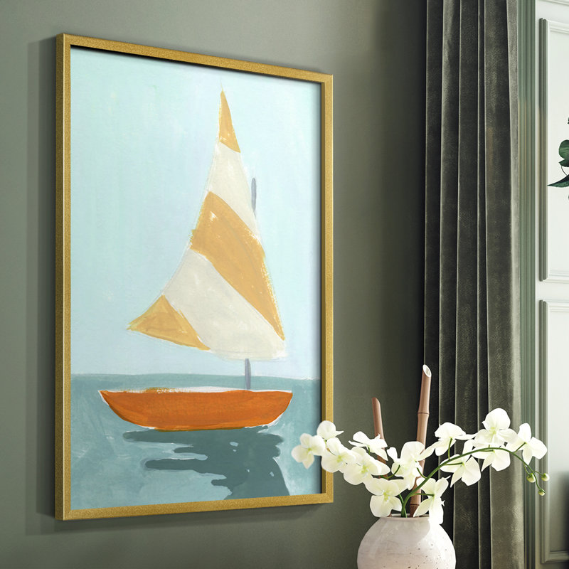 Petite voile I, reproduction encadrée - bois massif, H 28 po x l 22 po