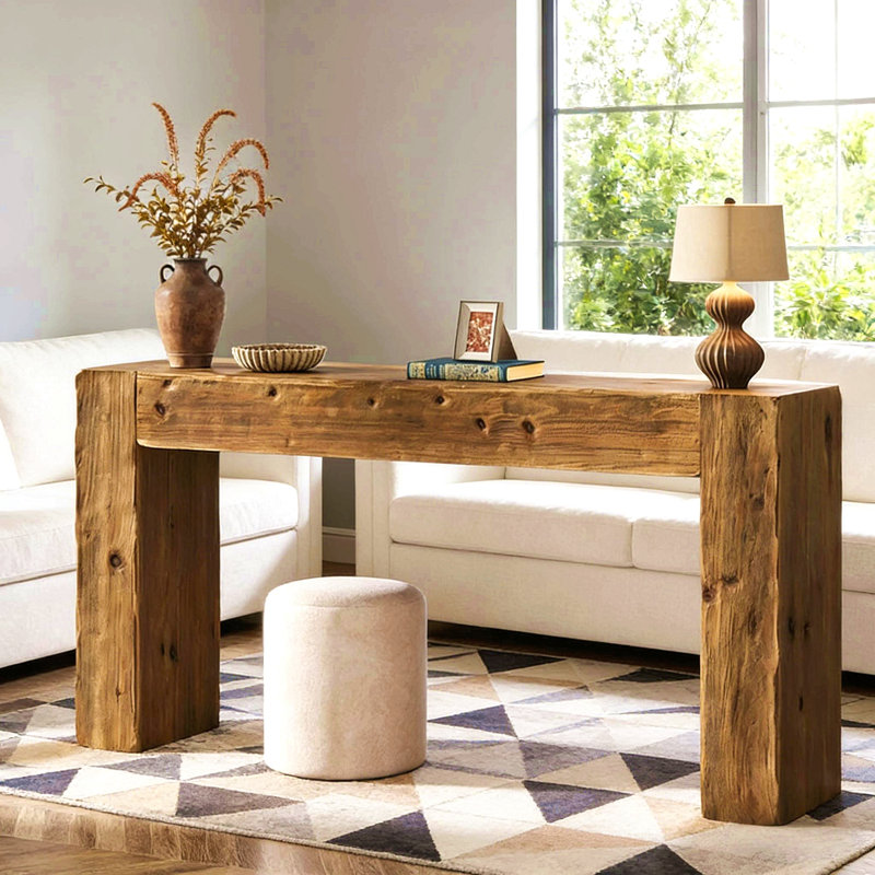 Versatile End Table,Compact Console Table,Wood Coffee Table, Brown