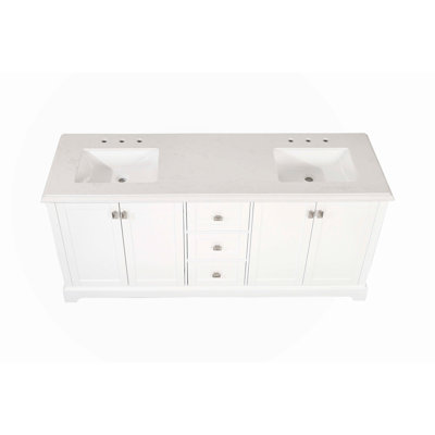 Meuble-lavabo double 72 po avec plateau en marbre Dessett