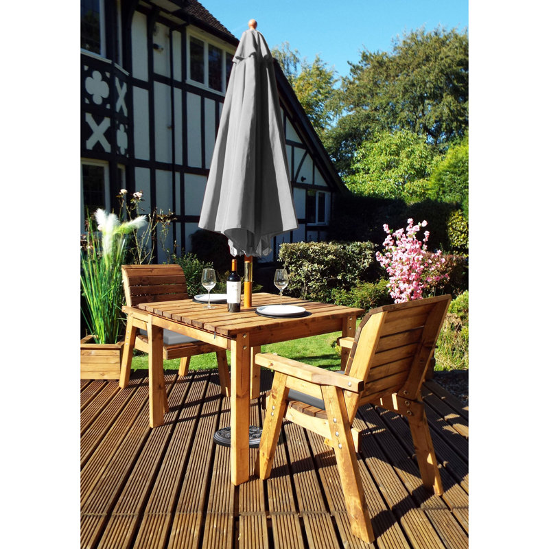 France 2 - Person Wood Patio Dining Set with Square Table , Cushions Included, Grey