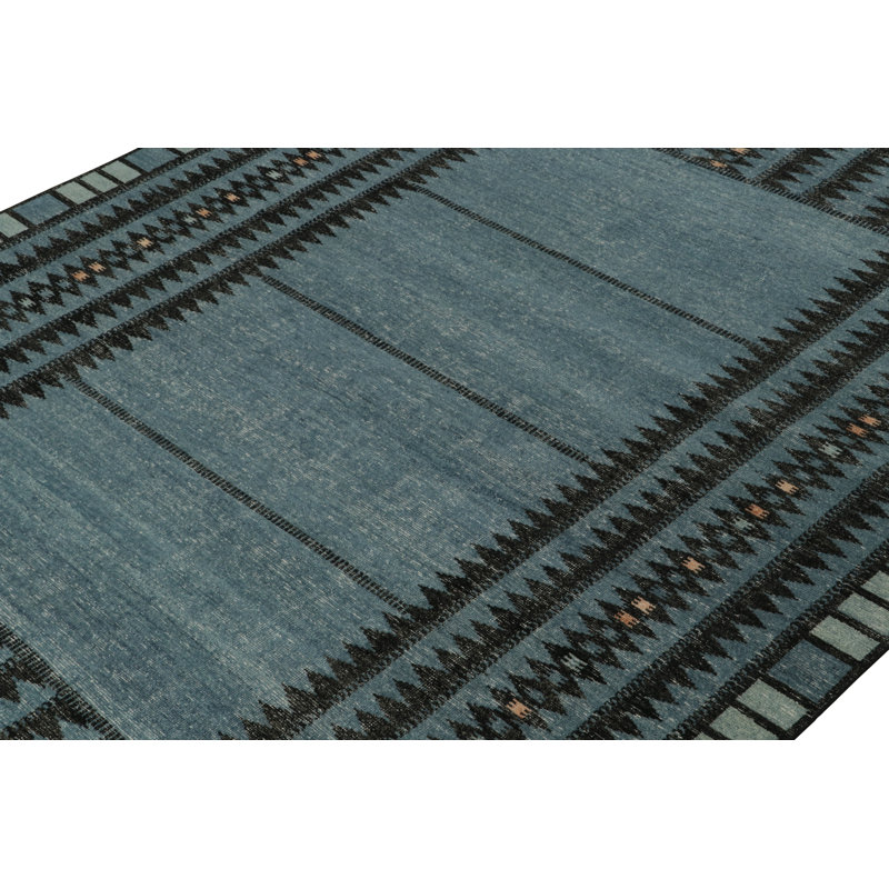 Distressed Homage Hand Knotted Wool Geometric Area Rug, Rectangle 12' x 16'