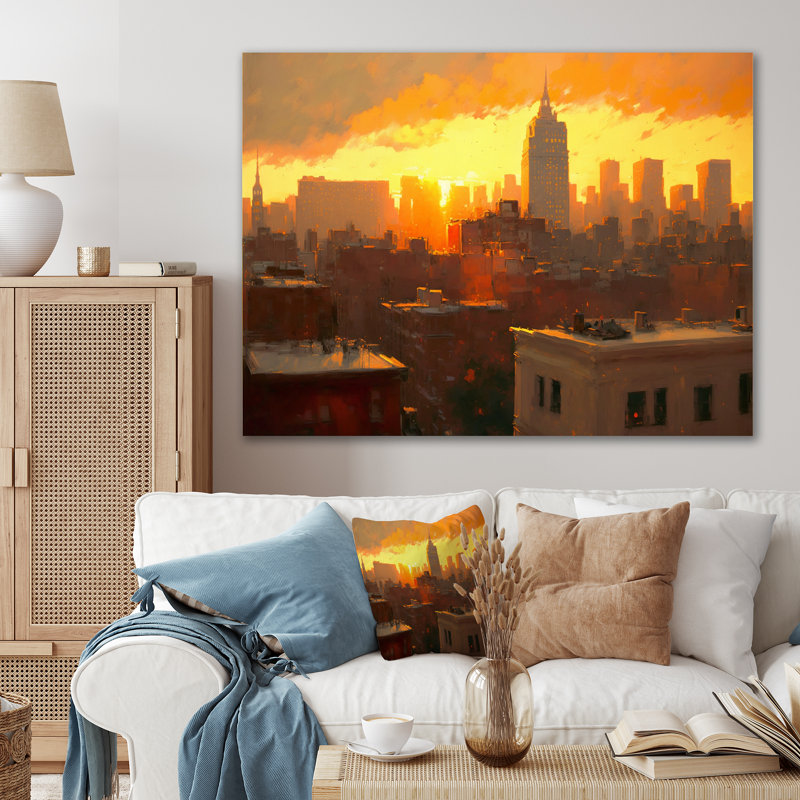 «Beautiful Sunset in New York I», reproduction sur toile, H 34 po x l 44 po x P 1,5 po, Toile tendue
