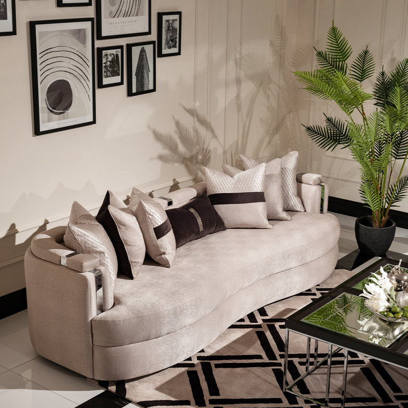  Carmela Mansion Jacquard Sofa - Zinc, 28.5" H x 104" W x 37.5" D