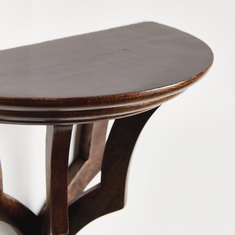 Gianinna Half-circle Mango Bracket Shelf, Brown, 7.75" H x 9.5" W x 4.75" D