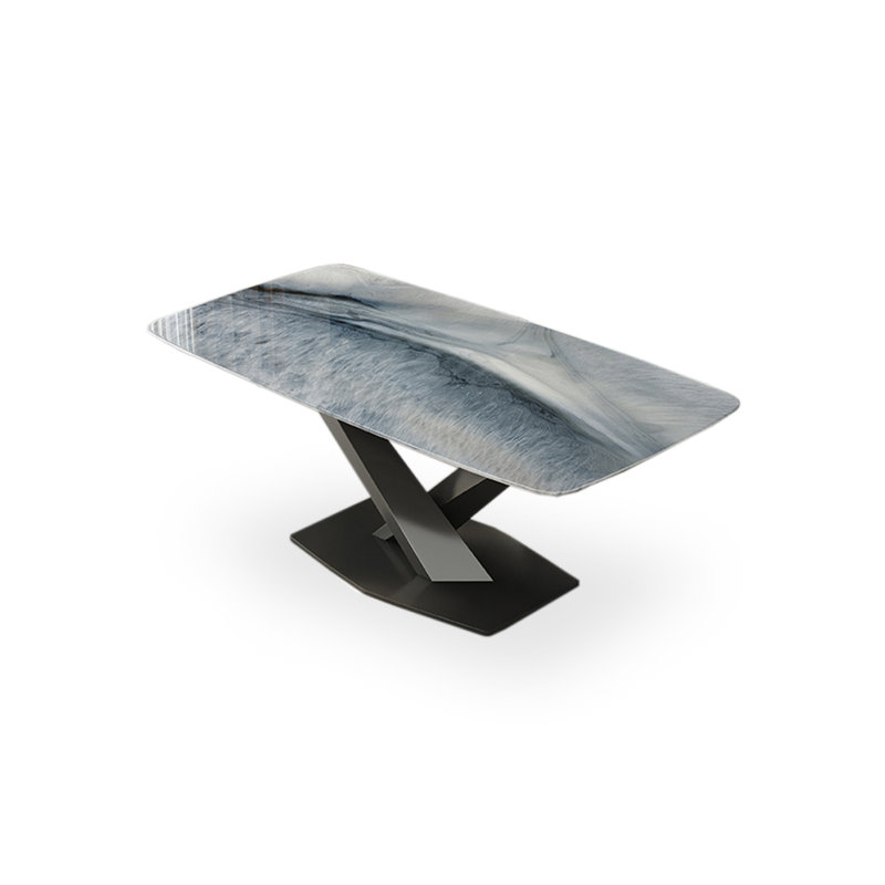 Rectangular Dining Table with Microcrystalline Stone in Italian Light Luxury Style, 29.53" H x 55.12" L x 31.50" W