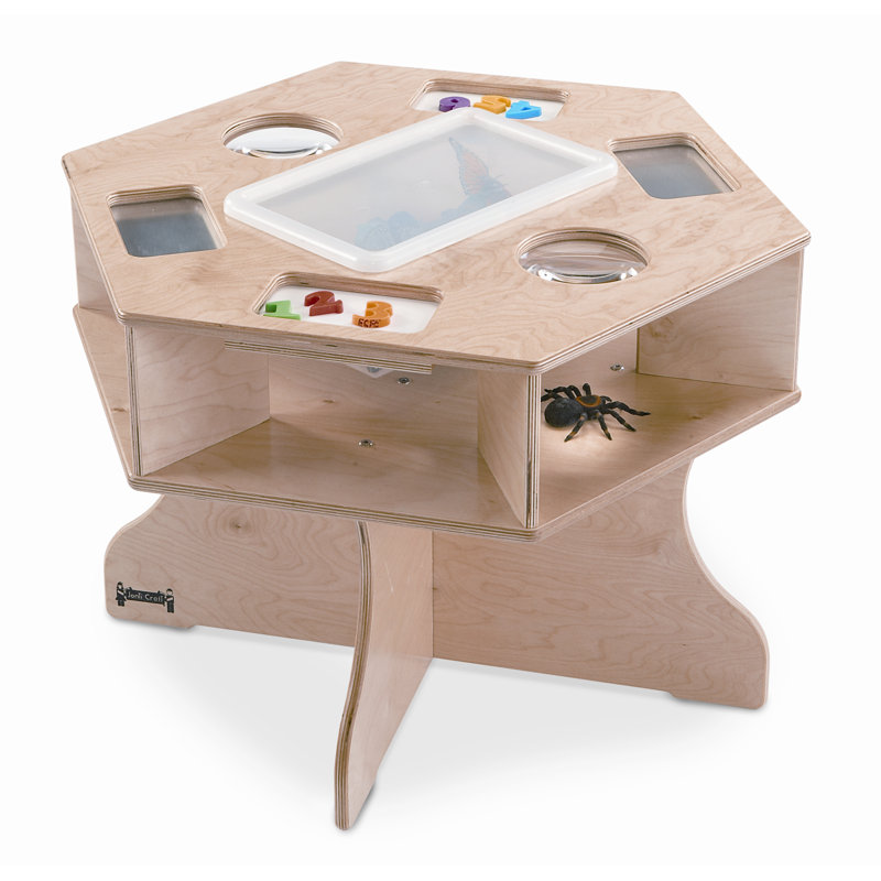 Natural Wood Six-Sided Science Activity Table
