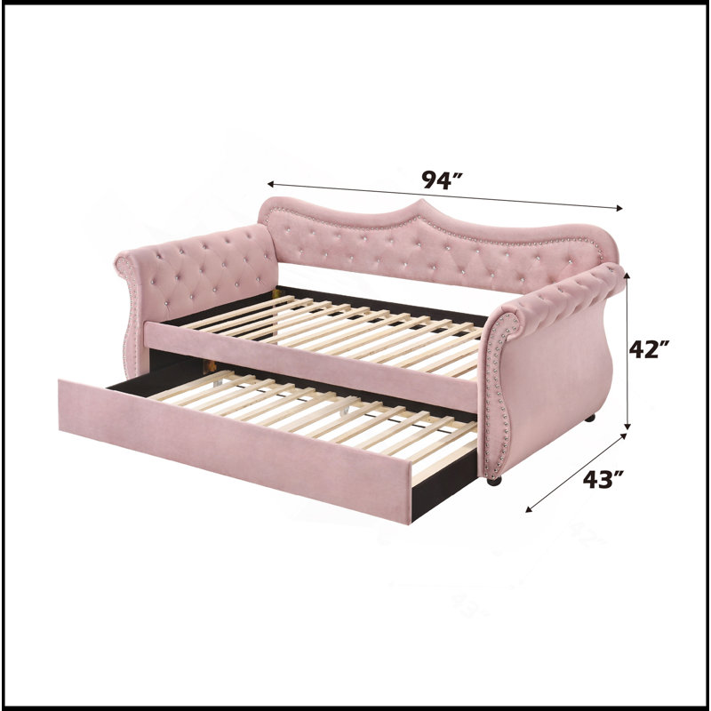 Linen Daybed W/Trundle (Twin), Pink