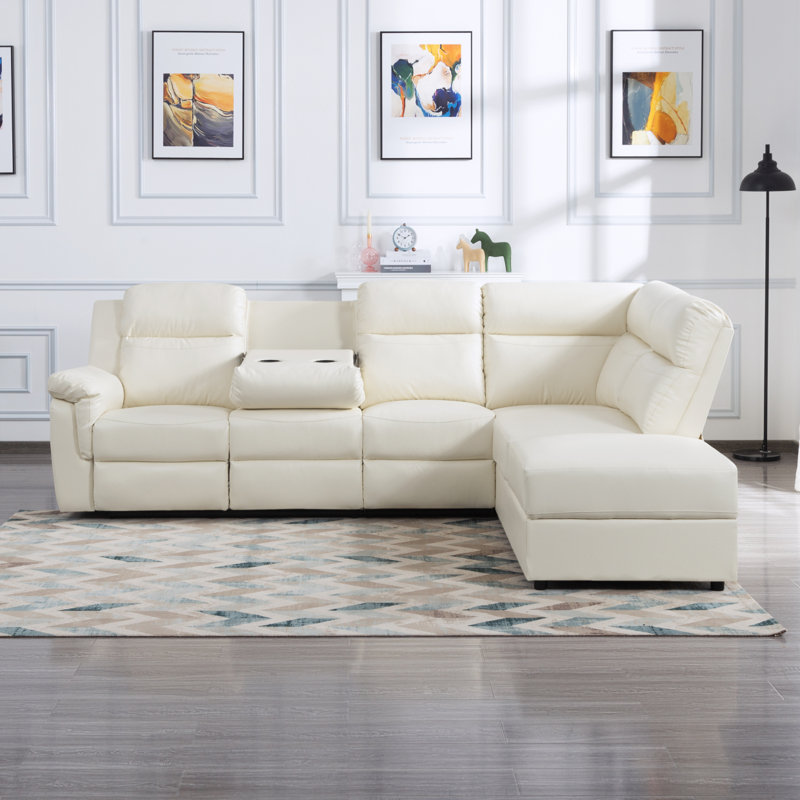 Canapé modulaire inclinable manuel moderne 110,2 po Modern, Beige