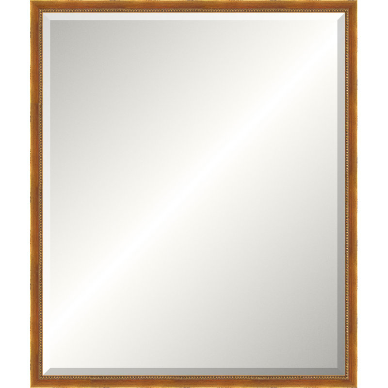 Antique Gold Beaded Mirror, Wide Vanity