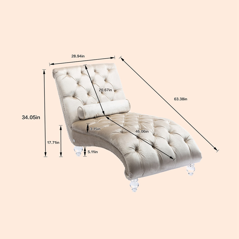 Geniece Outdoor Chaise Lounge, Beige Velvet