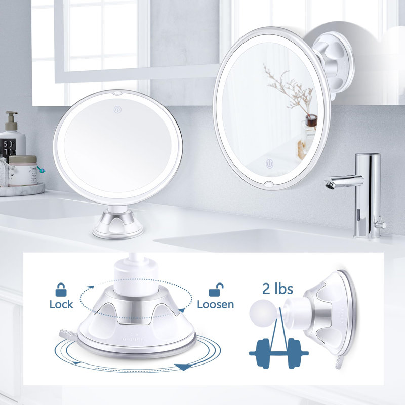 30X Magnifying Mirror With Light, 3 Color Modes And Adjustable Brightness, 360° Rotating Suction Cup Mirror