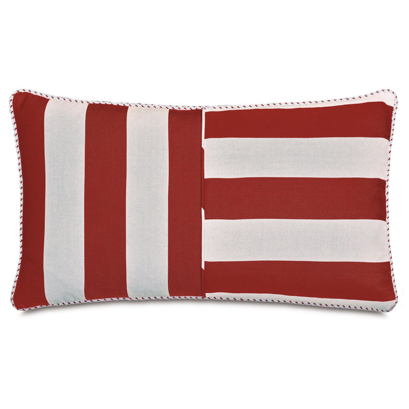 Indoor/Outdoor Pillow Cover & Insert, White/Red Striped, Rectangle 13"H x 22"W