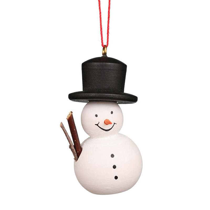 Ornement figurine suspendue bonhomme de neige peint
