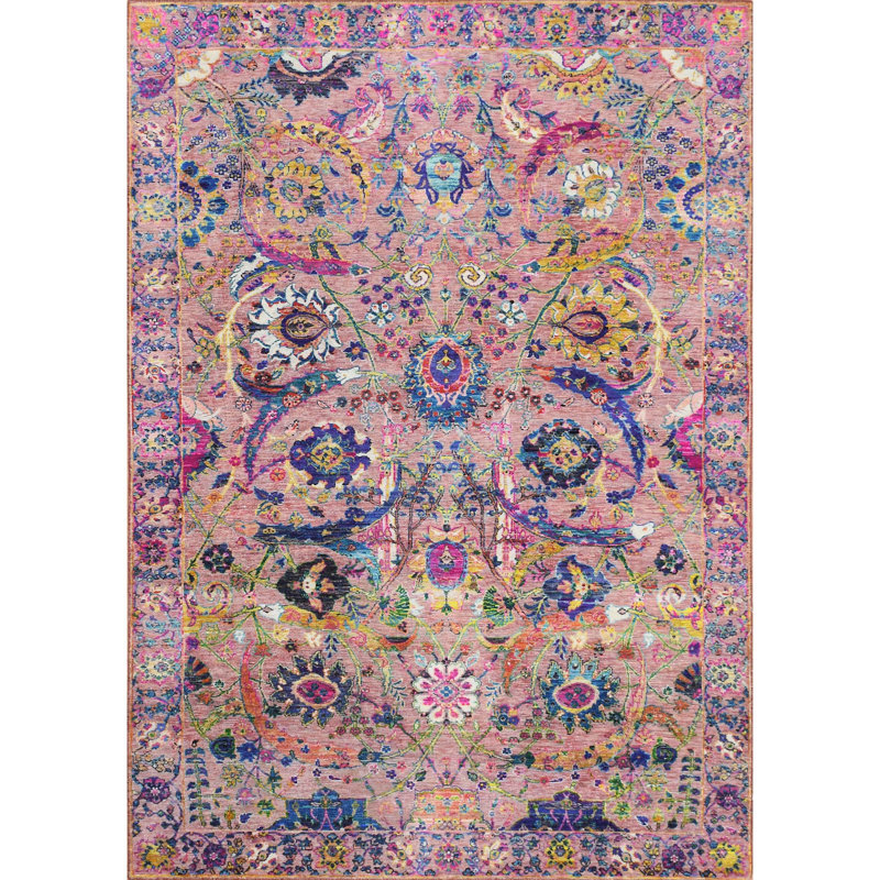 Oriental Area Rug in Rose, Rectangle 6' x 9'