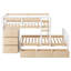 Solution de rangement pour chambre à coucher avec lit superposé simple en bois de pin à finition naturelle