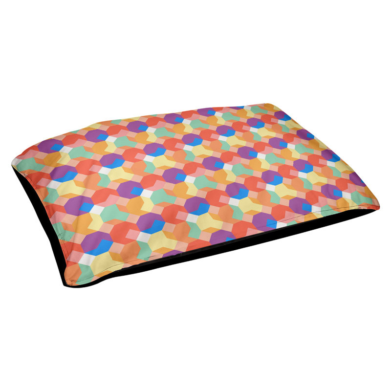 Coussin extérieur octogone Campion, Grand (l 42,5 po x P 32,5 po x H 14 po), Orange / mauve / rouge