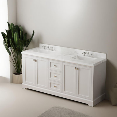 72'' Double Bathroom Vanity with Engineered Stone Top