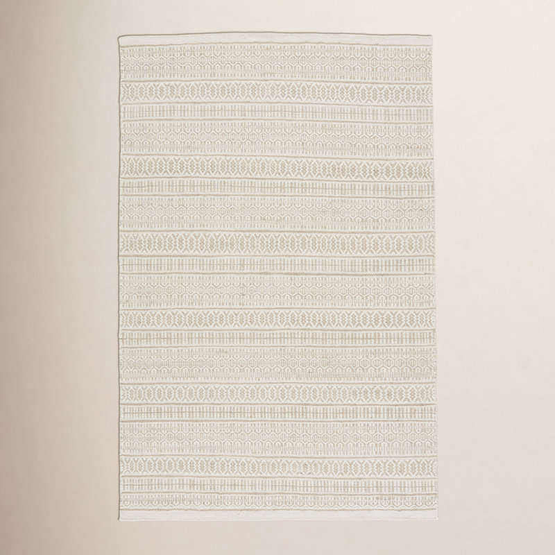 Moroccan Area Rug in Angora/Antique White/Biscotti, Rectangle 9' x 12'