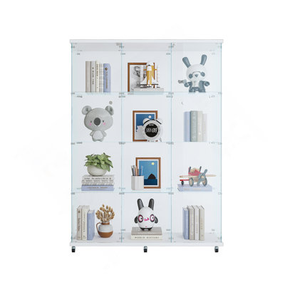 Vitrine multi-étagères en verre pour mettre en valeur des objets de collection, idéale pour divers espaces et rehaussant l'attrait visuel.