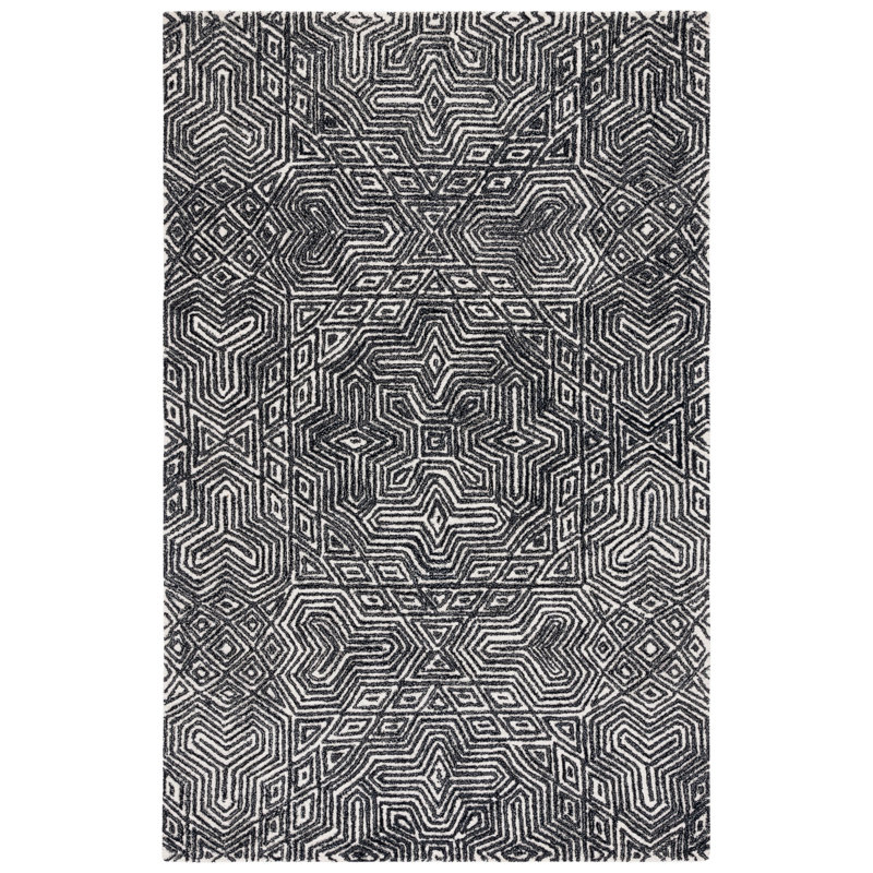 Angeli Hand Tufted Wool And Cotton With Latex Geometric Rug, Rectangle 4' x 6'