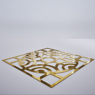 Walton Decorative Fretwork Acrylic Wall Panels, Large, 23 3/8"W x 23 3/8"H x 1/8"T, Gold Mirror