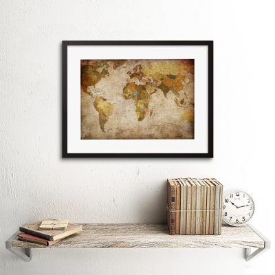 Map Globe World Atlas Antique Style Modern Layout - Single Picture Frame Art Prints