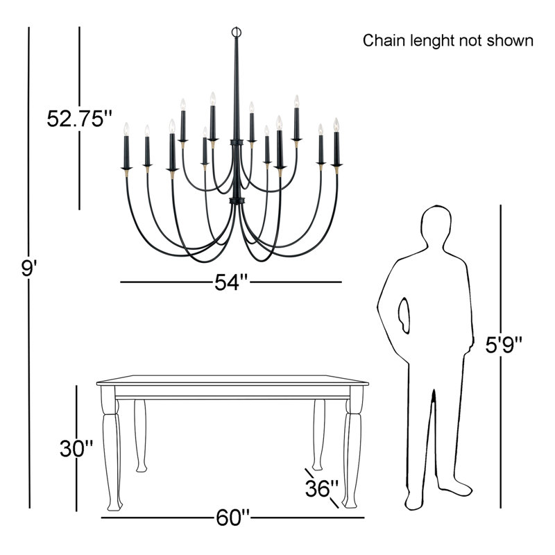 12 - Light Dimmable Classic / Traditional Chandelier