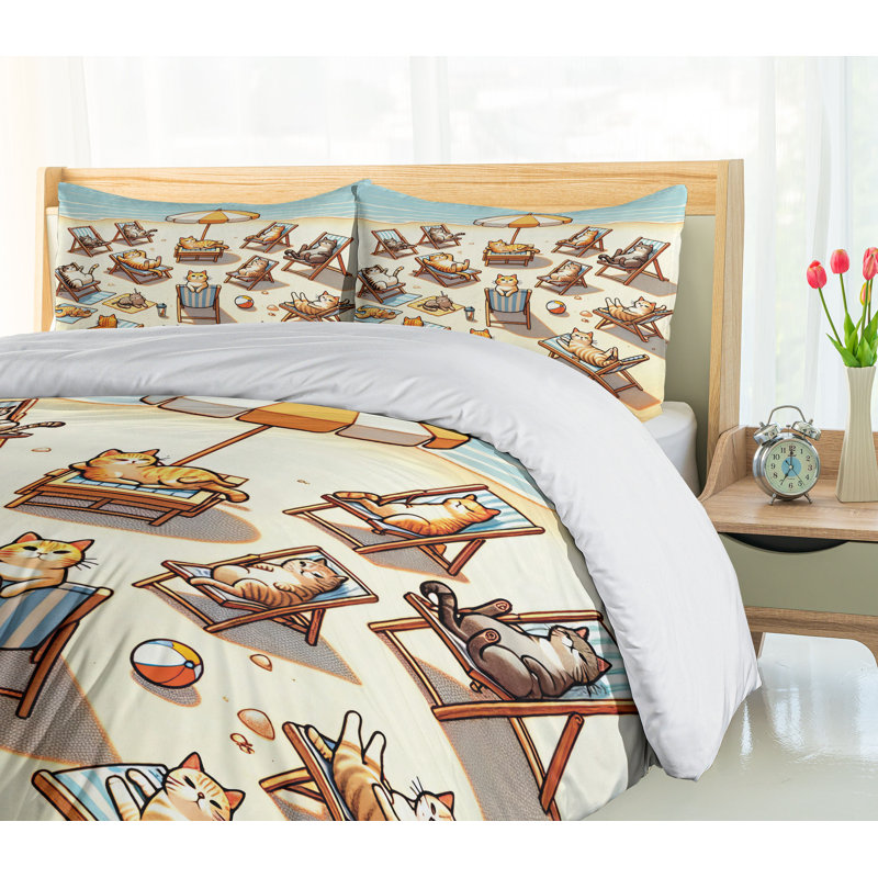 Cat Duvet Cover, King Duvet Cover + 2 Standard Shams