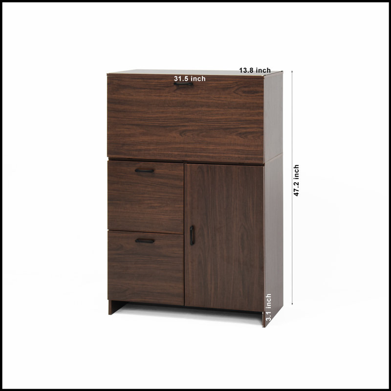 Armoire de bureau pliante peu encombrante avec tiroir de rangement et tablettes, parfaite pour la maison, le bureau et le dortoir