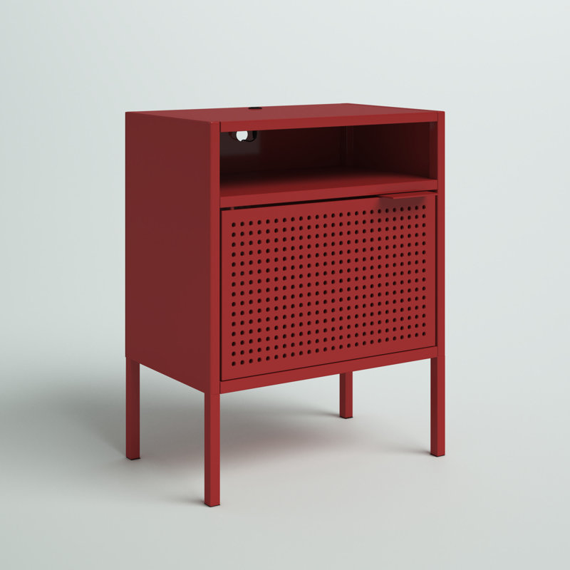 Zander 19'' W Metal Nightstand, Red