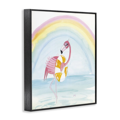«Summer Beach Flamingo», art de la giclée encadrée par Stellar Design Studio