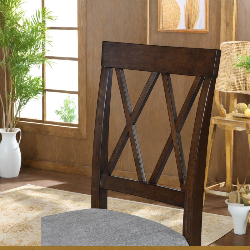 Ensemble de chaises de salle à manger, revêtement en lin, pieds en bois d'hévéa massif, dossier en X moderne pour la cuisine et la maison