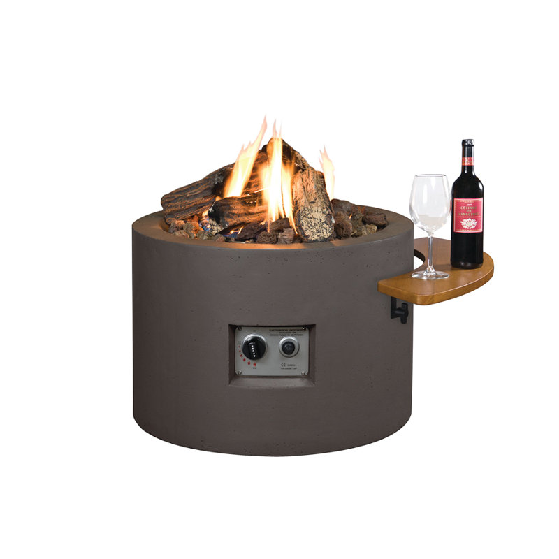 Round Concrete Propane Fire Pit, Grey