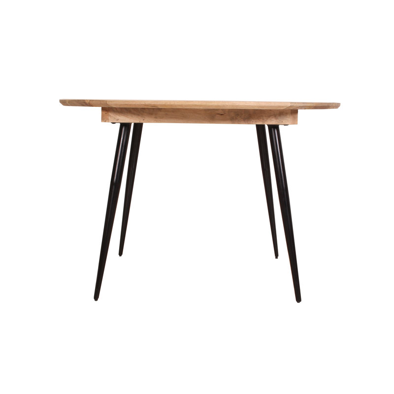 Eleta Round Solid Wood Top Metal Base Dining Table