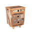 Table de chevet rétro en bois recyclé naturel - 3 tiroirs, table de chevet pratique 3 pour la chambre à coucher