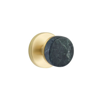 Mortaise intérieure Emtek Select avec rosette à disque et tige conique, bouton en marbre vert (LH)
