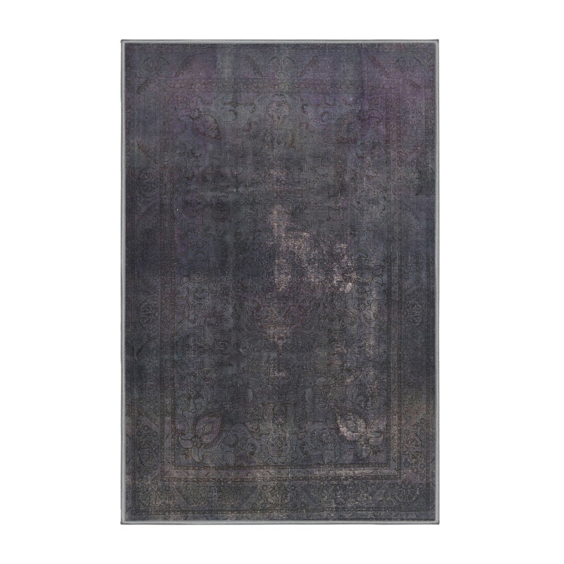 Tapis décoratif gris contemporain, Rectangle 5 pi x 7 pi