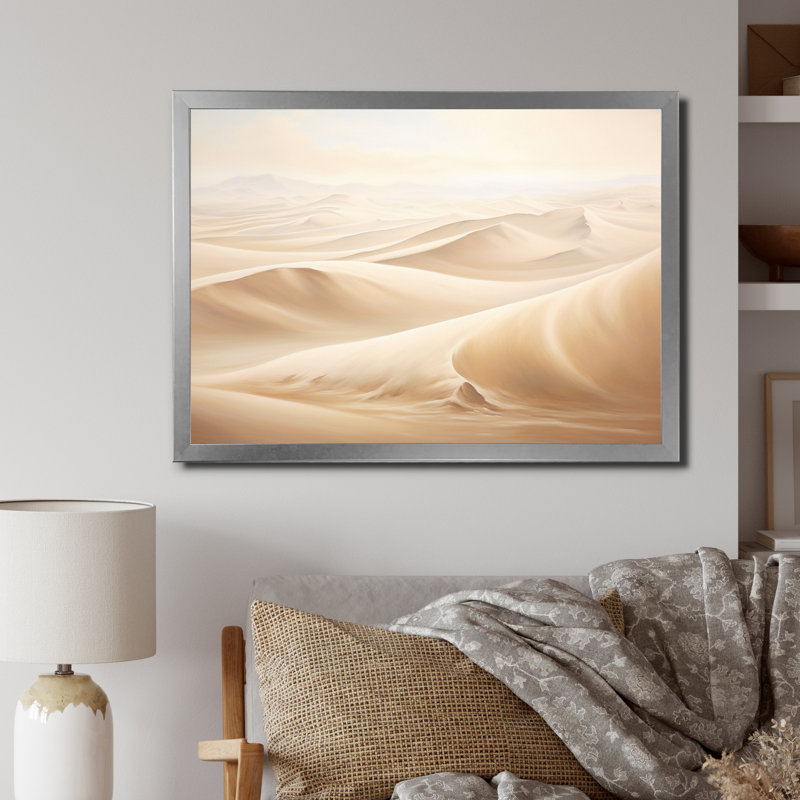 Minimalisme désert sables de sérénité III sur toile, H 16 po x l 32 po x P 1 po, Cadre photo argenté