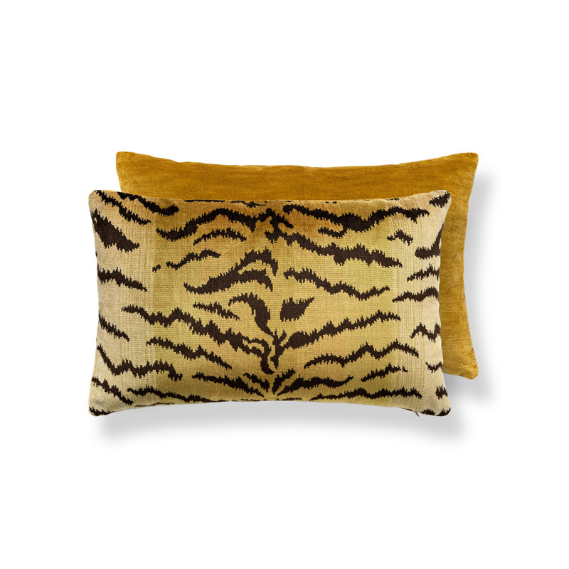 Housse et insert d'oreiller Wild Glamour, H 14 po x l 22 po, Rectangulaire, Ivoire / doré / noir / imprimé animal Glit