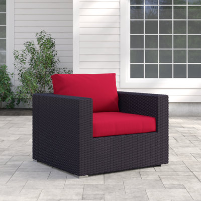 Fauteuil d'extérieur en rotin avec coussins Convene