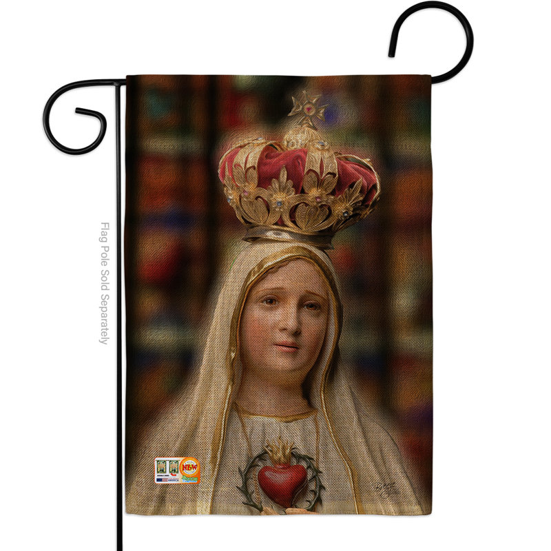 Notre lady de la foi de la foi & fatima, une en toile jutee décorative de 2 côtés 18,5 x 13 po drapeau de jardin