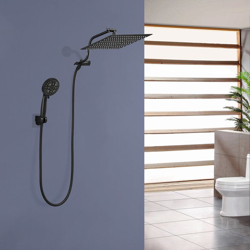 Tête de douche à pluie mince 12 po avec douchette à main Topcraft, Noir mat
