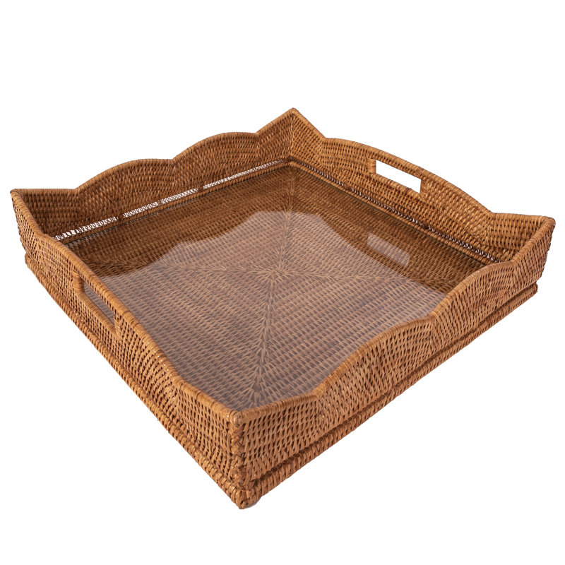Landry Handmade Rattan Tray, Honey Brown
