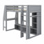 Lit mezzanine en bois avec bureau, étagères à rangement multiples, DEL et portemanteau suspendu